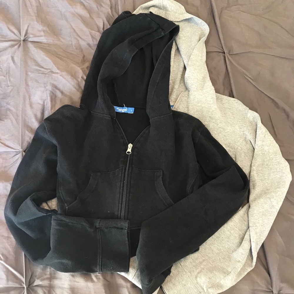 2 long sleeve hoody crop tops